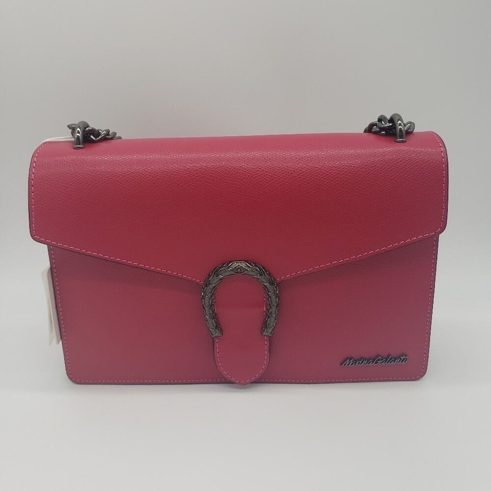 Marina Galanti Crossbody Bag Genuine Italian Leather Fuchsia Color NWT